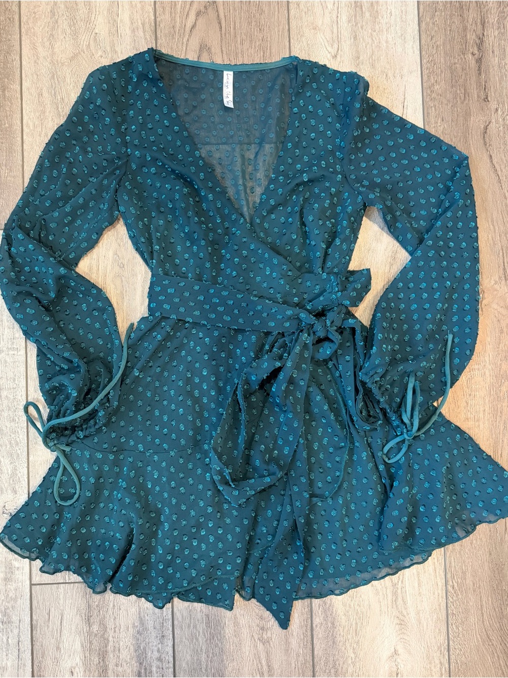 Lucy in the Sky Teal Dot Sheer Mini Dress- Concert Ready!